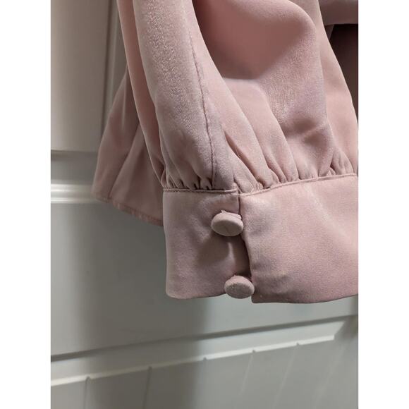 Express Satin Crew Neck Puff Sleeve Wrap Top Mauve Pink Size M Casual Work - Picture 6 of 10